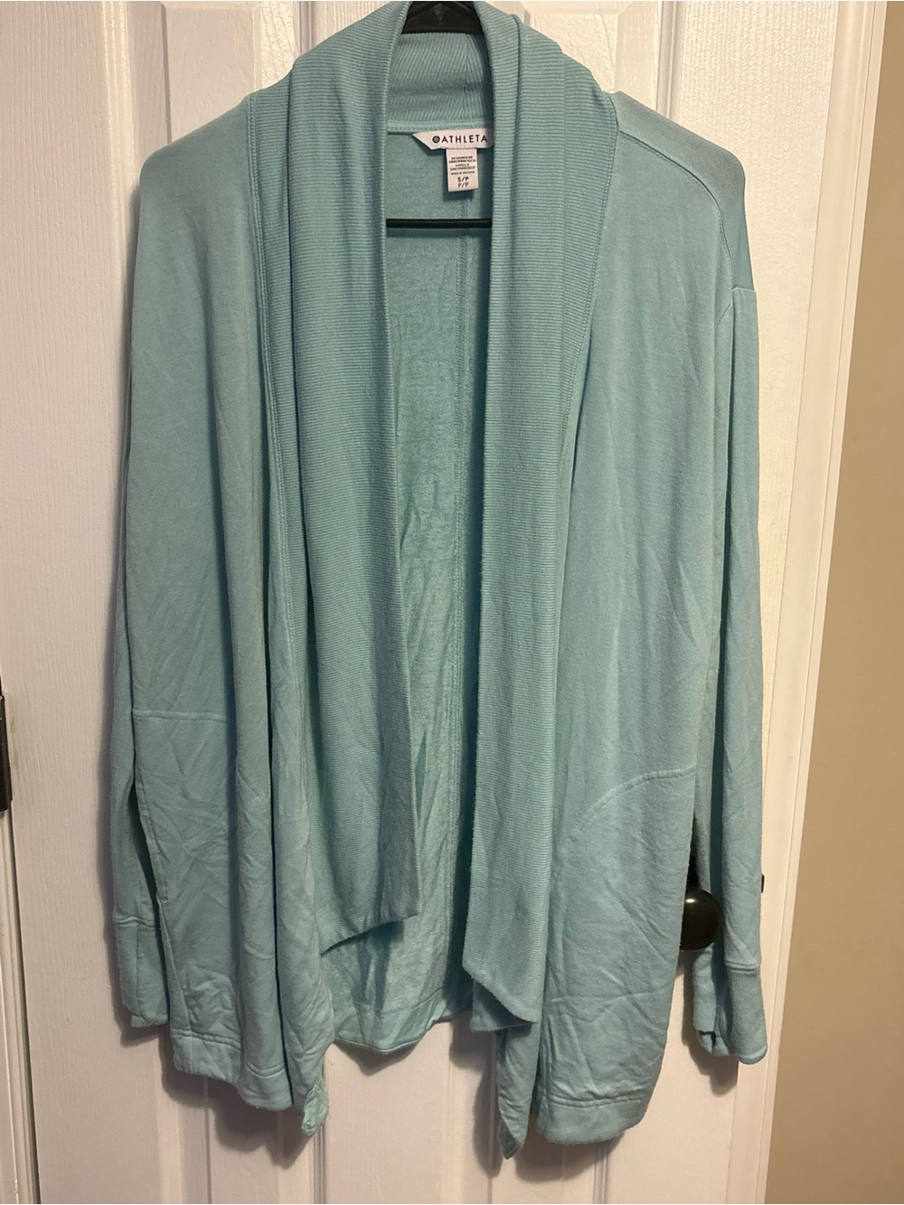 Athleta Teal Open-Front Draped Cardigan Sweater